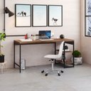Ver imagem 1 de Escrivaninha Mesa Escritório com Estante Baixa Estilo Active 2 Prateleiras 150cm Industrial Yescasa Nogal Marrom