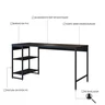 Escrivaninha com Estante Baixa 2 Prateleiras Estilo Industrial 150cm Active Yescasa - 6