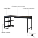 Ver imagem 6 de Escrivaninha Mesa Escritório com Estante Baixa Estilo Active 2 Prateleiras 150cm Industrial Yescasa Preto Ônix