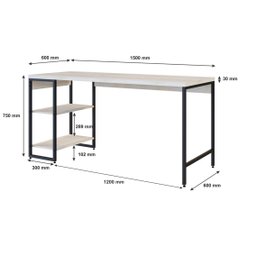 Escrivaninha com Estante Baixa 2 Prateleiras Estilo Industrial 150cm Active Yescasa - 5