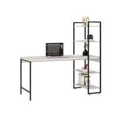 Escrivaninha com Estante 4 Prateleiras Estilo Industrial 150cm Active Yescasa - 3