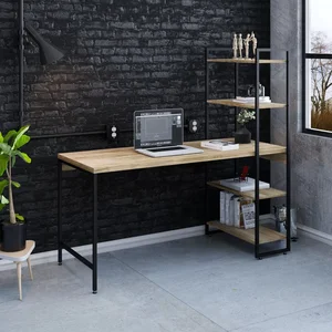 Escrivaninha Mesa Escritório com Estante 4 Prateleiras Estilo Industrial 150cm Active Yescasa