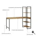 Ver imagem 5 de Escrivaninha Mesa Escritório com Estante Estilo Active 4 Prateleiras 150cm Industrial Yescasa Carvalho