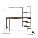 Ver imagem 5 de Escrivaninha Mesa Escritório com Estante Estilo Active 4 Prateleiras 150cm Industrial Yescasa Carvalho Dark Marrom