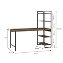 Ver imagem 4 de Escrivaninha Mesa Escritório com Estante Estilo Active 4 Prateleiras 150cm Industrial Yescasa Carvalho Dark Marrom