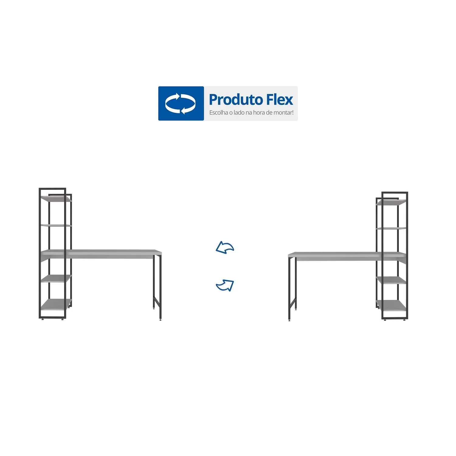 Escrivaninha com Estante 4 Prateleiras Estilo Industrial 150cm Active Yescasa - 6