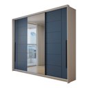 Ver imagem 1 de Guarda-Roupa Casal Genebra 3 Portas 4 Gavetas com Espelho Branco/Azul - Panorama Móveis