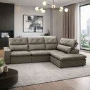 Ver imagem 3 de Sofá 3 Lugares Retrátil Reclinável Chaise Direito 258cm Bergen F04 Veludo Marrom Claro - Lyam Decor