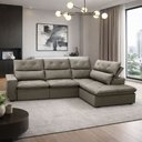 Ver imagem 2 de Sofá 3 Lugares Retrátil Reclinável Chaise Direito 258cm Bergen F04 Veludo Marrom Claro - Lyam Decor