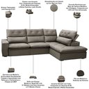 Ver imagem 4 de Sofá 3 Lugares Retrátil Reclinável Chaise Direito 258cm Bergen F04 Veludo Marrom Claro - Lyam Decor