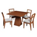 Ver imagem 2 de Conjunto Sala de Jantar Mesa Pirâmide 105cm com 4 Cadeiras MDF Palha Sintética Pinhão/Bege Claro
