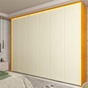 Ver mais imagens de Guarda-Roupa Casal 6 Portas com LED com Pés 100% MDF Lumina Marrom/Marrome/Off White