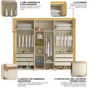 Ver imagem 7 de Guarda-Roupa Casal 6 Portas com LED com Pés 100% MDF Lumina Marrom/Marrome/Off White
