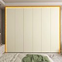 Ver imagem 1 de Guarda-Roupa Casal 6 Portas com LED com Pés 100% MDF Lumina Marrom/Marrome/Off White