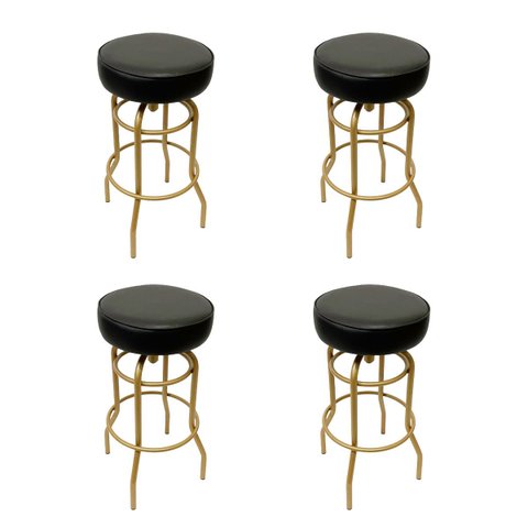 Banqueta Altura 65cm Bar Giratória cor Dourado fosco assento preto Kit 4 unidades Poltronas do Sul B