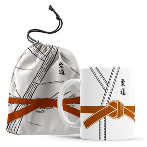 Caneca judô kimono artes marciais Faixa Marron