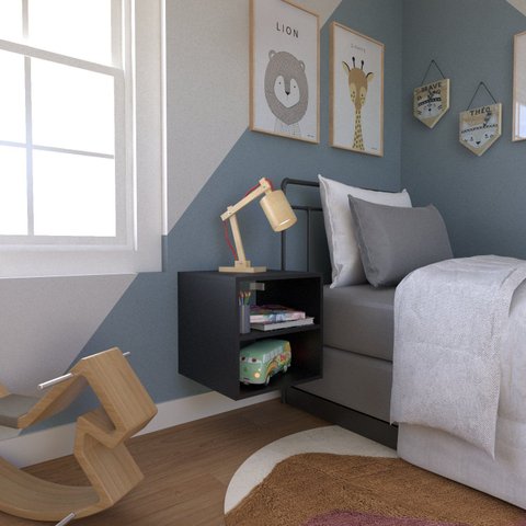 Nicho com Prateleira para Quarto Infantil 40cm Preto
