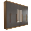 Ver imagem 3 de Guarda-roupa Ele e Ela 8 Portas 4 Gavetas com Espelho Chumbo/cinamomo - Panorama Móveis