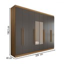 Ver imagem 4 de Guarda-roupa Ele e Ela 8 Portas 4 Gavetas com Espelho Chumbo/cinamomo - Panorama Móveis
