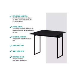 Conjunto: Mesa de Cozinha 1590 Extensível + 4 Banquetas Branco - Carraro - 2