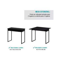 Conjunto: Mesa de Cozinha 1590 Extensível + 4 Banquetas Branco - Carraro - 4