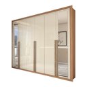 Ver imagem 1 de Guarda-roupa Casal Severo Gold 6 Portas 6 Gavetas com Espelho Cinamomo/off White - Panorama Móveis