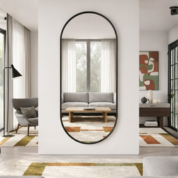 Espelho Decorativo Grande Oval com Moldura Metal Corpo Inteiro 170 X 70 Cm Industrial - 1