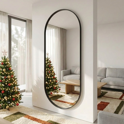 Espelho Decorativo Grande Oval com Moldura Metal Corpo Inteiro 170 X 70 Cm Industrial - 9