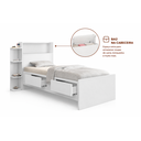 Ver imagem 3 de Cama Solteiro Branca com Gavetas, Baú e Prateleiras Organizadoras e Colchão D33