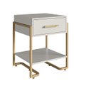 Ver imagem 1 de Mesa de Cabeceira 49cm com Gaveta e Prateleira Arenas/Dourado P1059