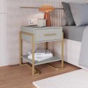 Ver imagem 3 de Mesa de Cabeceira 49cm com Gaveta e Prateleira Arenas/Dourado P1059