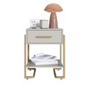 Ver imagem 5 de Mesa de Cabeceira 49cm com Gaveta e Prateleira Arenas/Dourado P1059