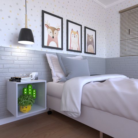 Nicho para Quarto Infantil 40cm MDP Cinza/Cristal