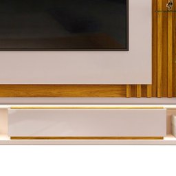 Painel Ripado Suspenso Pietro 2.2 Para TV até 70'' com LED, Vidro e Espelho Off White Freijo DJ Move - 5 Painel Ripado Suspenso Pietro 2.2 Para TV até 70'' com LED, Vidro e Espelho Off White Freijo DJ Move - 5