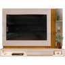 Painel Ripado Suspenso Pietro 2.2 Para TV até 70'' com LED, Vidro e Espelho Off White Freijo DJ Move - 2