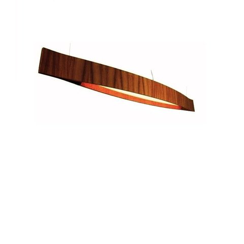 Luminária Pendente Retangular Led 2700k Canoa 120x15cm Madeira e Acrílico