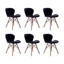 Ver imagem 1 de Kit 06 Cadeiras Estofada Jantar Charles Eames Eiffel Slim Wood Confort Preto