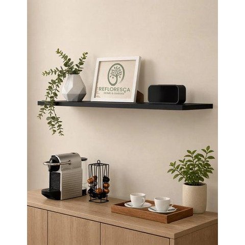 Estante Multiuso Prateleira Preta 100x15 Suporte Invisível