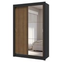 Ver imagem 3 de Guarda-roupa Solteiro 2 Portas de Correr com Espelho 4 Gavetas Preto/rustic Vivare Plus Madesa