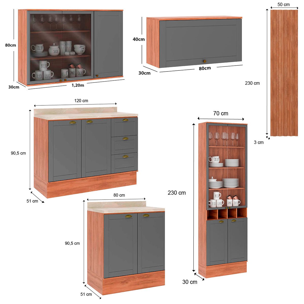 Cozinha Completa Mdf Modulável Estilo Americana Provençal Cor:titanio - 3