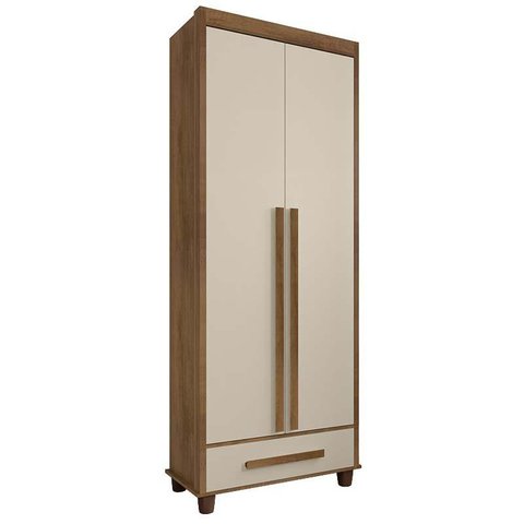 Guarda Roupa Pequeno 85cm Solteiro 2 Portas Dubai RV Móveis Cinamomo/Off White