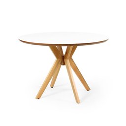 Mesa de Jantar Redonda 120cm Marci Premium em Madeira Maciça e MDF - Branco - 1