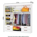Ver imagem 7 de Guarda-Roupa Casal Medelin 6 Portas 4 Gavetas com Espelho Multimóveis CR35557 Branco