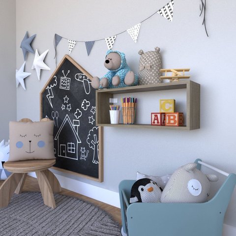 Nicho para Quarto Infantil 60x16cm Bege/Carvalho Mel