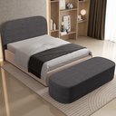 Ver imagem 1 de Cabeceira Cama Box Queen 160cm Lanna com Puff Recamier Doha W01 Linho Cinza Escuro - Lyam Decor