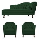 Ver imagem 6 de Kit Diva Recamier Diana 140cm Lado Esquerdo e 02 Poltronas Julia Suede - Doce Sonho Móveis Verde