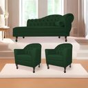 Ver imagem 1 de Kit Diva Recamier Diana 140cm Lado Esquerdo e 02 Poltronas Julia Suede - Doce Sonho Móveis Verde