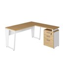 Ver mais imagens de Mesa para Escritório em L Mesa Escritório com Gaveteiro Moderno 3 Gavetas 150cm Macadâmia com