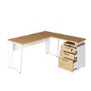 Ver imagem 4 de Mesa para Escritório em L Mesa Escritório com Gaveteiro Moderno 3 Gavetas 150cm Macadâmia com