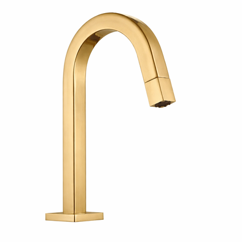 Torneira de Mesa para Banheiro Bica Baixa Quadrada Dourado Escovado